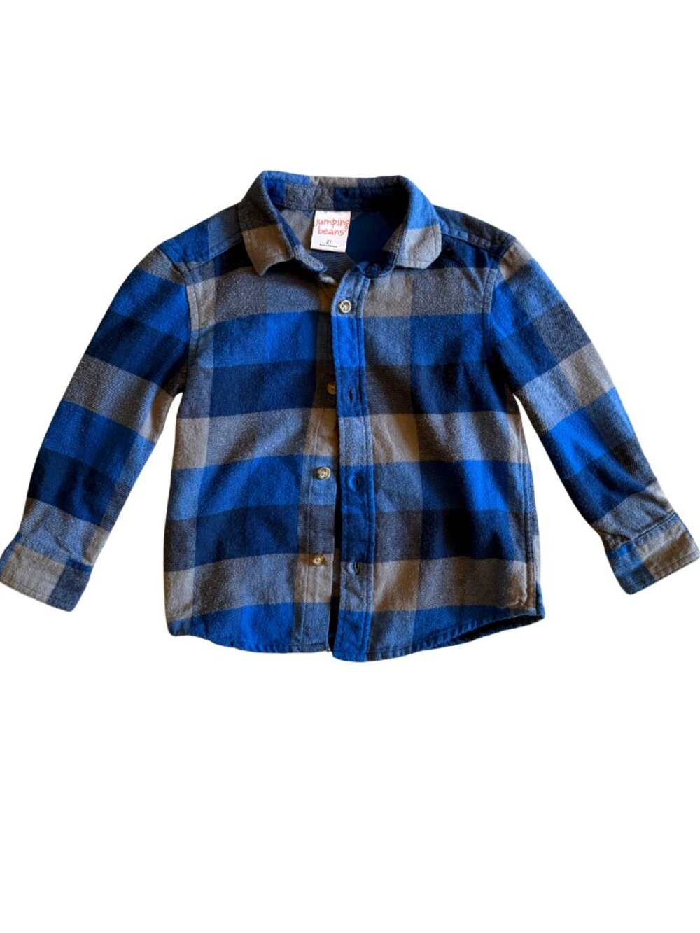 Jumping Beans Blue Gray Plaid Flannel Button Down Shirt 2T